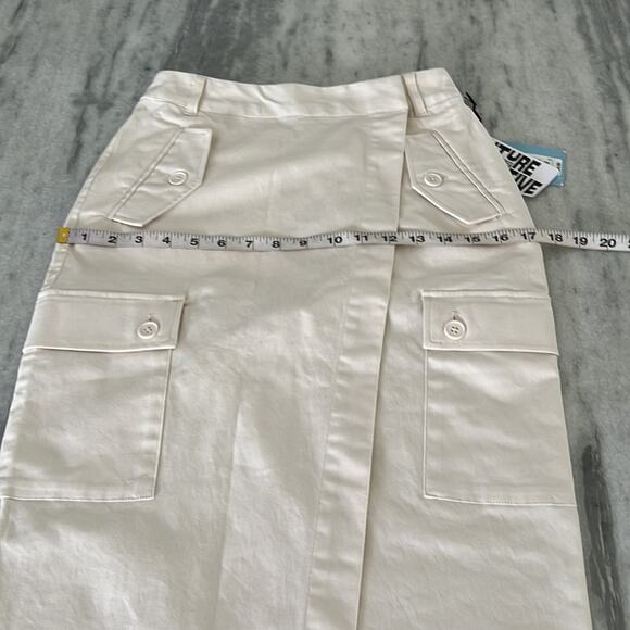 Future Collective Reese Blutstein Skirt NWT 0 Ivory Cargo Wrap Asymmetrical Midi - Picture 10 of 11